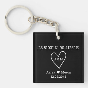 Coordinates of Love Wedding Favor  Keychain