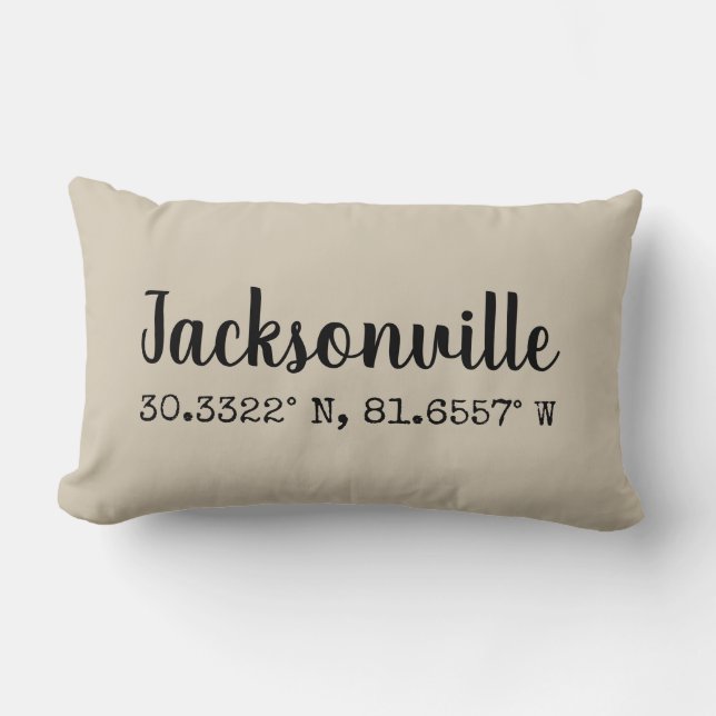 Coordinates Pillow Jacksonville Florida (Front)