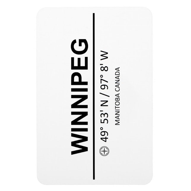 Coordinates Winnipeg Magnet (Vertical)