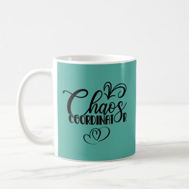 Coordinateur du Chaos Mug de café noir et Turquois (Gauche)