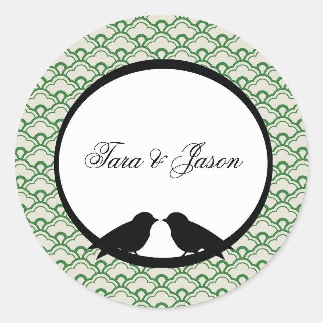 Coordinating Lovebirds Envelope Seals (Front)