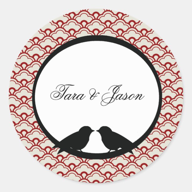 Coordinating Lovebirds Envelope Seals (Front)