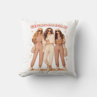 Coordinating Outfit Aesthetic Besties Vibes Throw Pillow