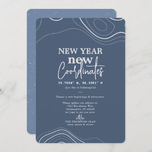 Coordonnées de la nouvelle année Faire-part Blue M