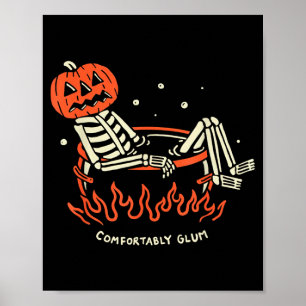 Coortably Glum - Soky Vibes Halloween Skeleton Poster