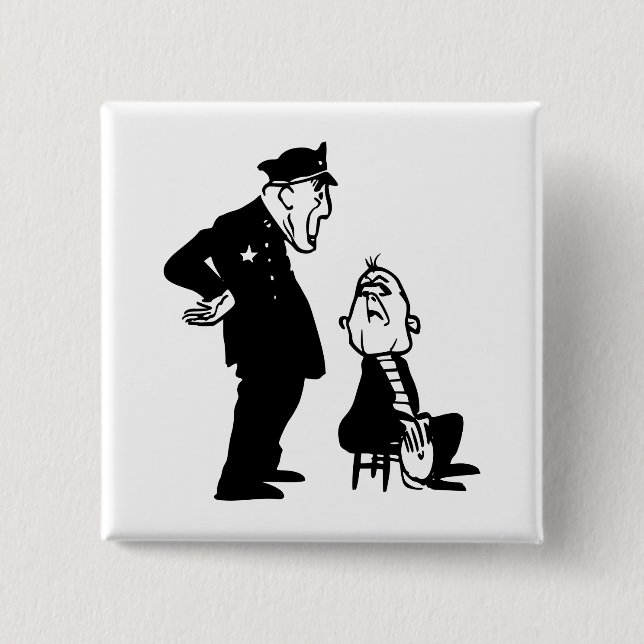 Cop and burglar 2 inch square button (Front)