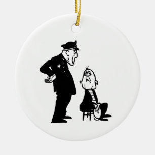 Cop and burglar ceramic ornament