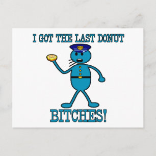 Cop Has Last Doughnut Postcard