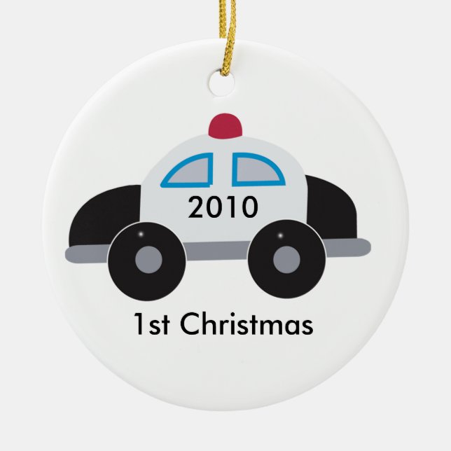 COP POLICE Baby's First Christmas Customizable Ceramic Ornament (Front)