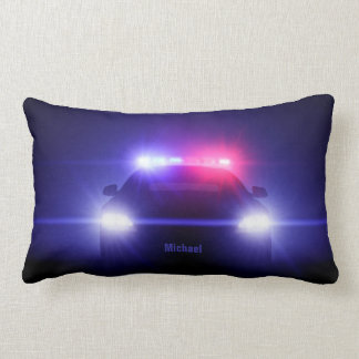Cop  Police Car With Full Lights Lumbar Pillow