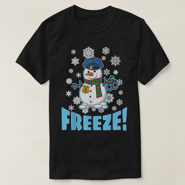 Cop Snowman Ugly Christmas For Men Women Funny Hol T-Shirt (Design Front)