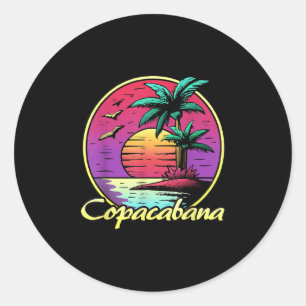 Copacabana. 80s Palm Sunset. Tropical Beach Summer Classic Round Sticker