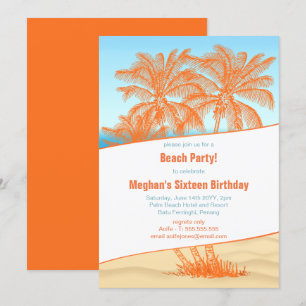 Copacabana Beach and Coconut Trees Party Invitation