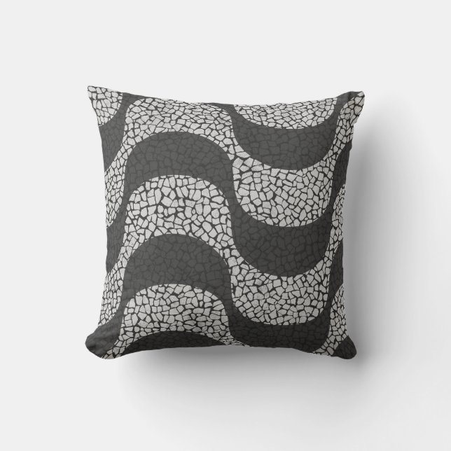 Copacabana Beach Boardwalk Throw Pillow (Front)