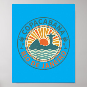 Copacabana Rio de Janeiro Brazil Retro Beach Poster