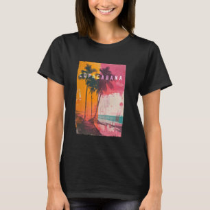 Copacabana Rio de Janeiro Brazil Retro Beach Sunse T-Shirt