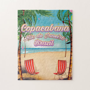 Copacabana, Rio de Janeiro travel beach poster Jigsaw Puzzle