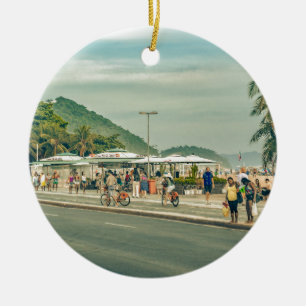 Copacabana Sidewalk Rio de Janeiro Brazil Ceramic Ornament