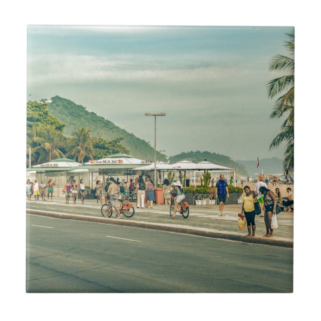 Copacabana Sidewalk Rio de Janeiro Brazil Tile (Front)