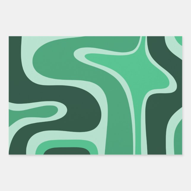 Copacetic Retro Abstract Pattern in Green Wrapping Paper Sheet (Front)