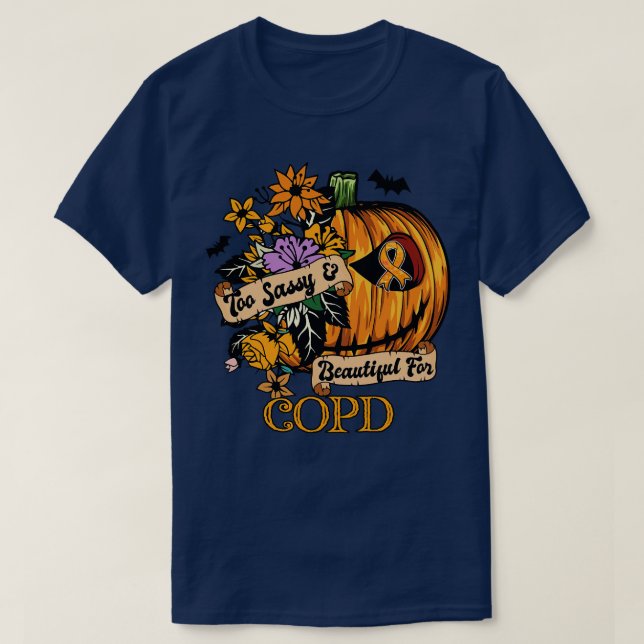 COPD Awareness retro halloween scary pumpkin head T-Shirt (Design Front)