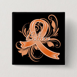 COPD Believe Flourish Ribbon v2 2 Inch Square Button