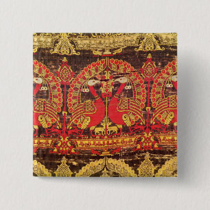 Cope with peacock motif and kufic inscription 2 inch square button