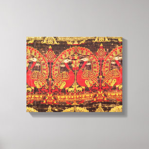 Cope with peacock motif and kufic inscription canvas print
