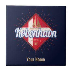 Copenhagen Capital Denmark Retro Sailing Ship Tile