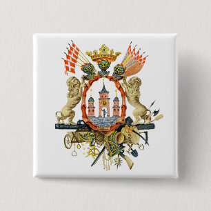 Copenhagen Coat of Arms 2 Inch Square Button