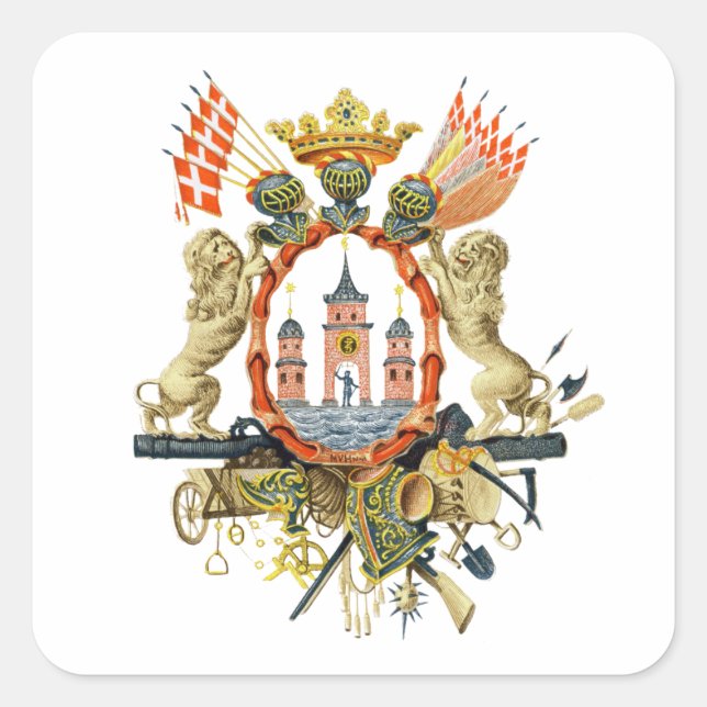 Copenhagen Coat of Arms Square Sticker (Front)