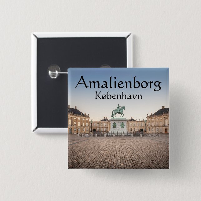 Copenhagen Denmark 2 Inch Square Button (Front & Back)