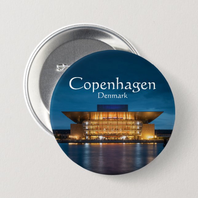 Copenhagen Denmark  3 Inch Round Button (Front & Back)
