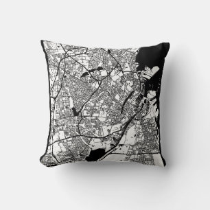 Copenhagen Denmark City Map Throw Pillow