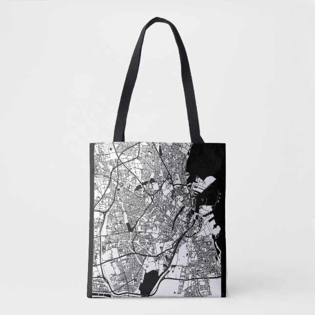 Copenhagen Denmark City Map Tote Bag (Front)