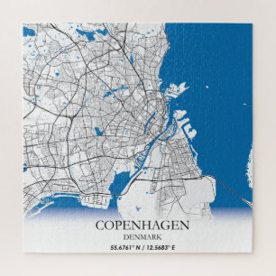 Copenhagen Denmark City Map Travel Simple Minimal Jigsaw Puzzle