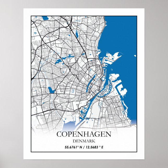 Copenhagen Denmark City Map Travel Simple Minimal Poster (Front)
