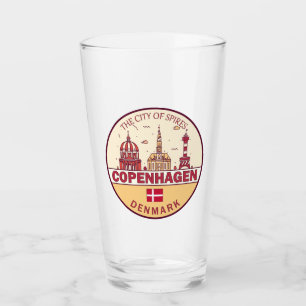 Copenhagen Denmark City Skyline Emblem Glass
