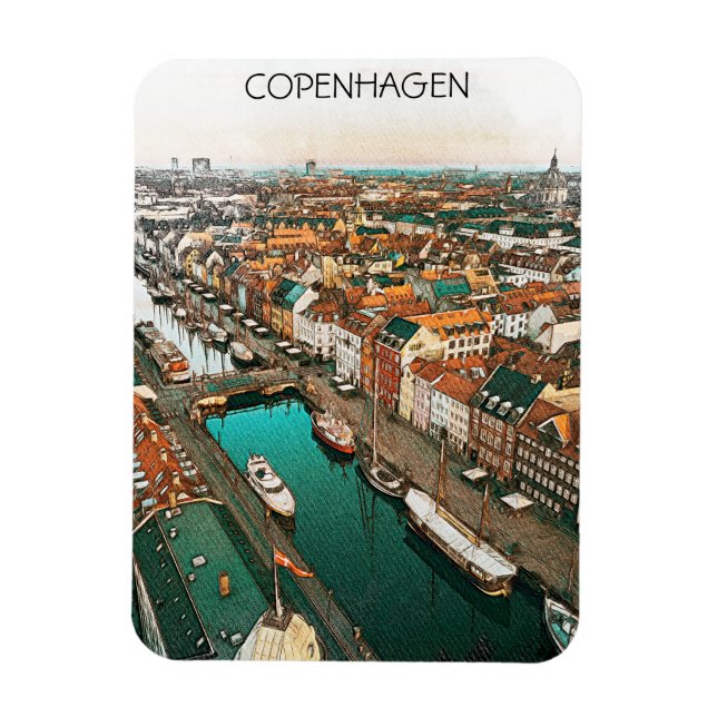 Copenhagen Denmark City View Magnet (Vertical)