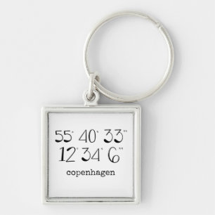 Copenhagen, Denmark Coordinates Keychain