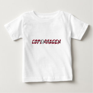 Copenhagen Denmark Danish Flag Colours Typography Baby T-Shirt