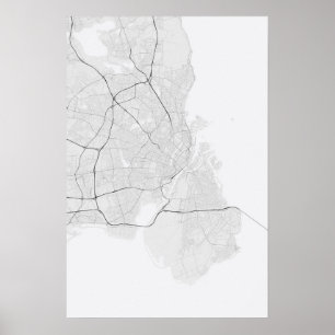 Copenhagen, Denmark Map. (Black on white) Poster