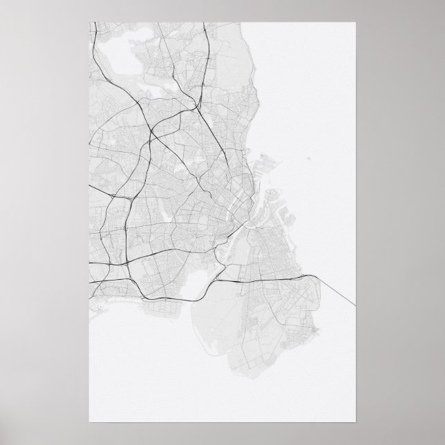Copenhagen, Denmark Map. (Black on white) Poster (Front)