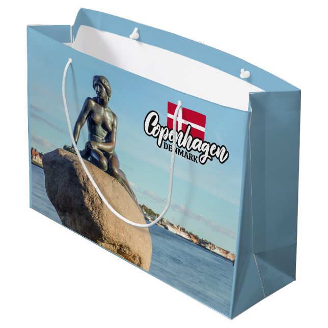 Copenhagen Denmark Mermaid Large Gift Bag (Back Angled)