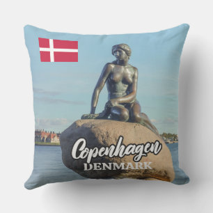 Copenhagen Denmark Mermaid Outdoor Pillow