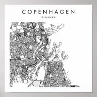 Copenhagen Denmark Minimal Modern Street Map