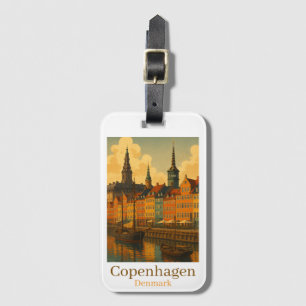 Copenhagen Denmark Retro Travel Luggage Tag