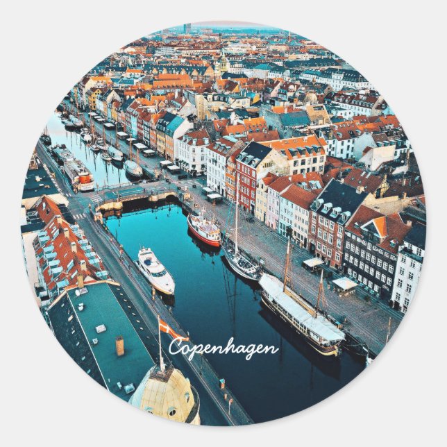Copenhagen, Denmark scenic view, Classic Round Sticker (Front)