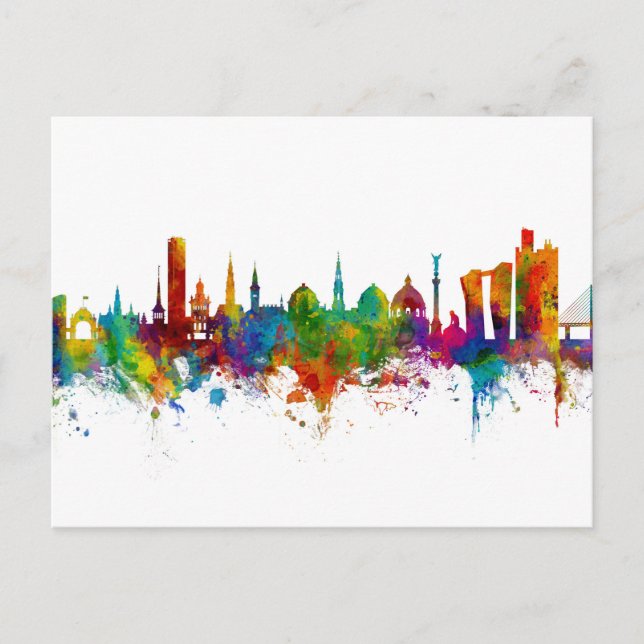Copenhagen Denmark Skyline Postcard (Front)