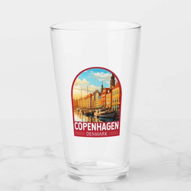 Copenhagen Denmark Travel Art Vintage Glass (Front)